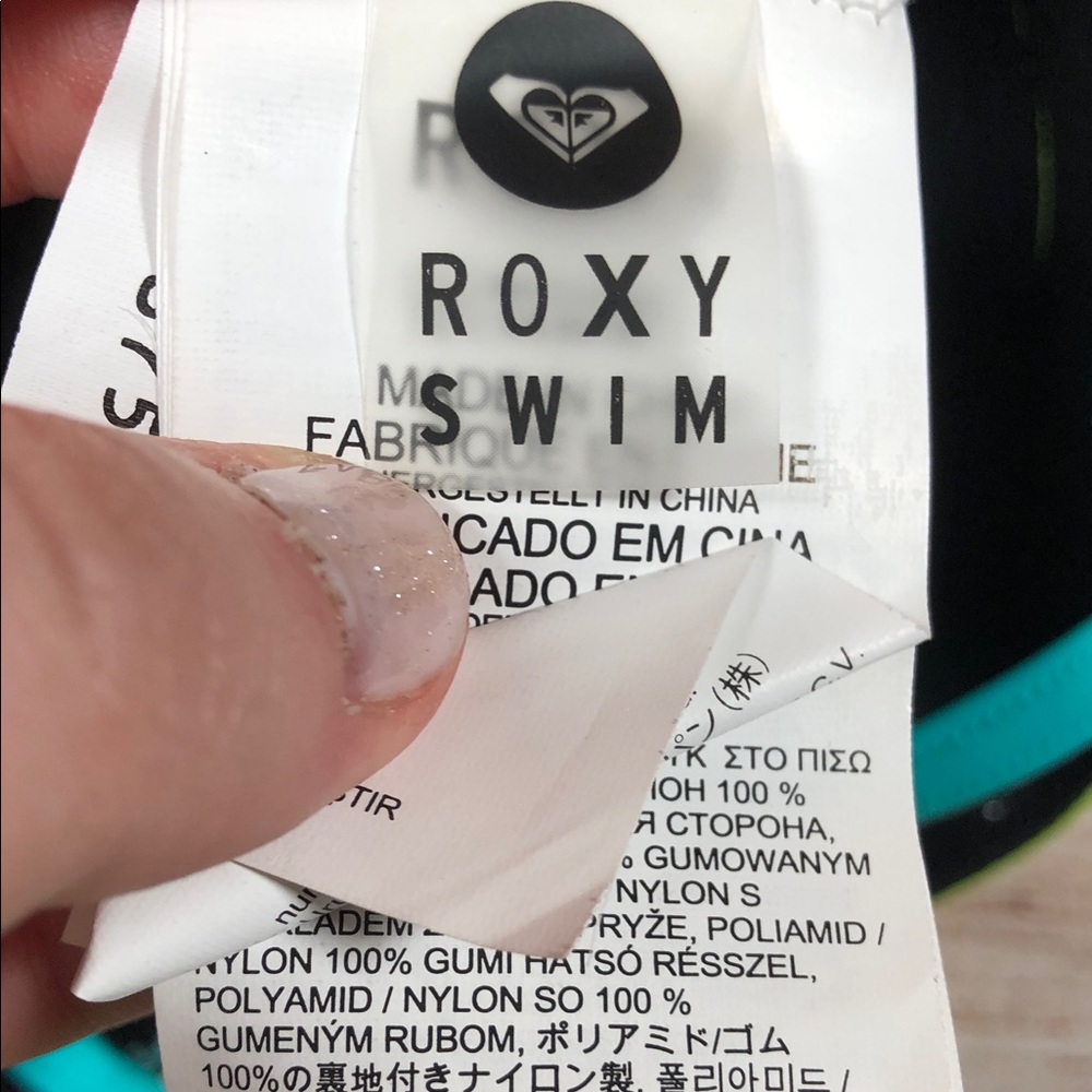 NWOT Roxy Neon Lime and Aqua Neoprene Surf Two-Piece Bikini Set - Picture 11 of 13